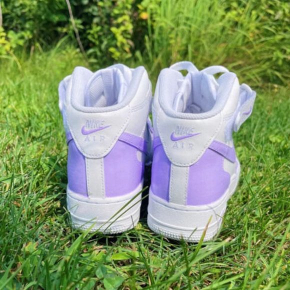 Nike Air Force 1 Custom Sneakers Mid Two Tone Lilac Purple Lavender White Shoes main image 5